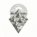 mountains ocean geometric style inside triangles tattoo design idea