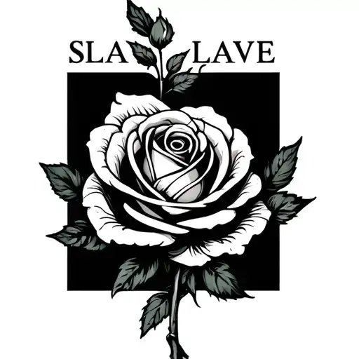 rose with word slave hidden within the design tattoo design idea