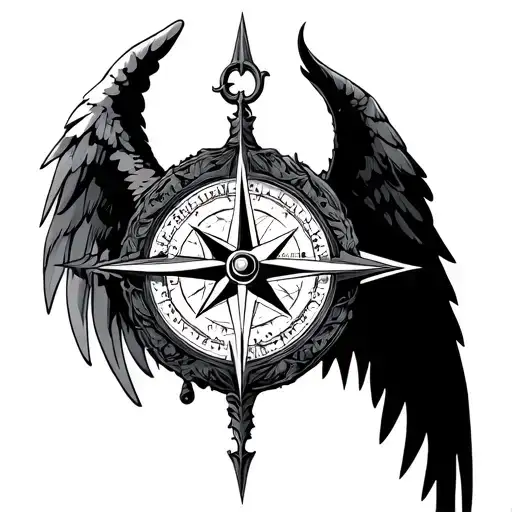compass half angel half demon  tattoo design idea