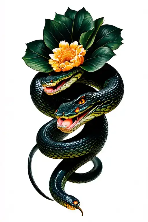 Snake with the body have flower instead scams fraud money diamond tattoo design idea