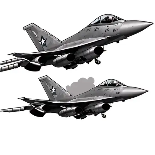 B52 and 2 F16 flying tattoo design idea