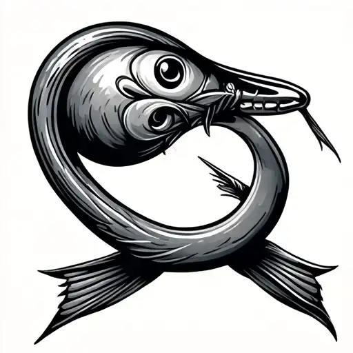 bowling and fishing hooks tattoo design idea