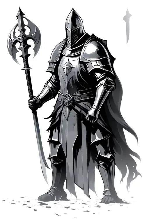 Templar knight castle silhouette tattoo design idea