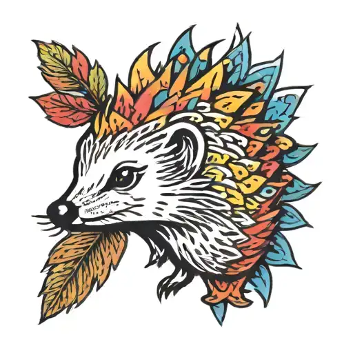 Hedgehog colourful tattoo design idea