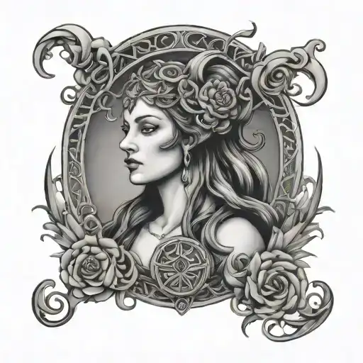 hecate triple goddess tattoo design idea