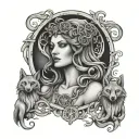 hecate triple goddess tattoo design idea