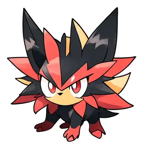 Create a pokemon leg tattoo of Zorua and zoroark with a background tattoo design idea