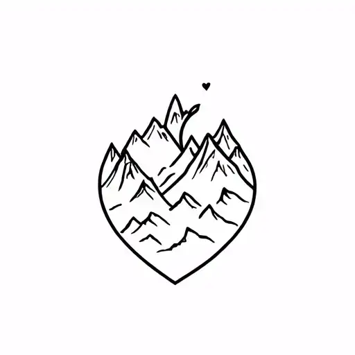 heart anatomy, mountains, outdoor,travel, love you tattoo design idea