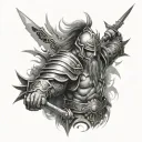 god warrior surrounded tattoo design idea