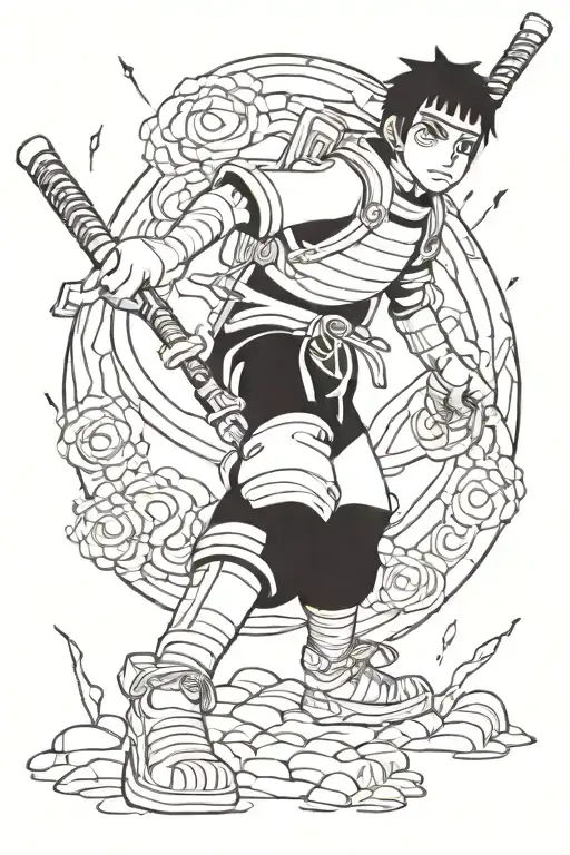 rock Lee from Naruto with crutches  tattoo design idea