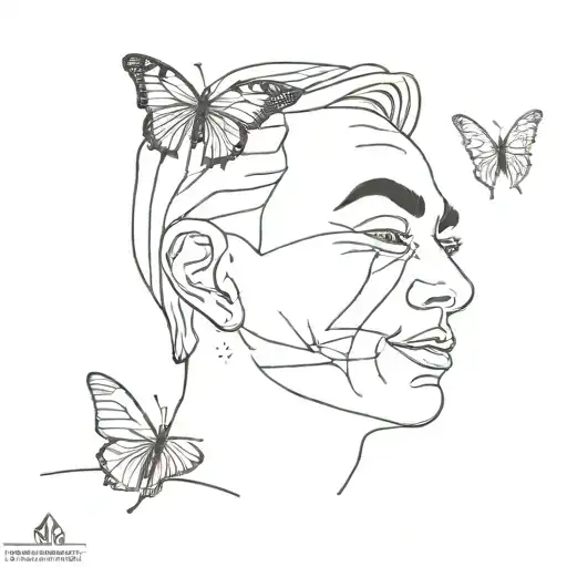 mandla butterfly over jokers face realistic tattoo design idea