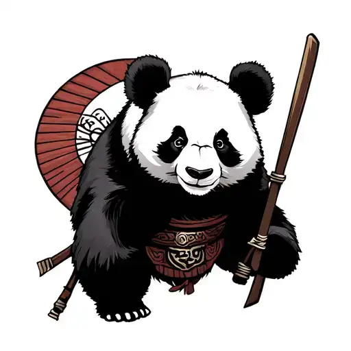 Panda Samurai tattoo design idea