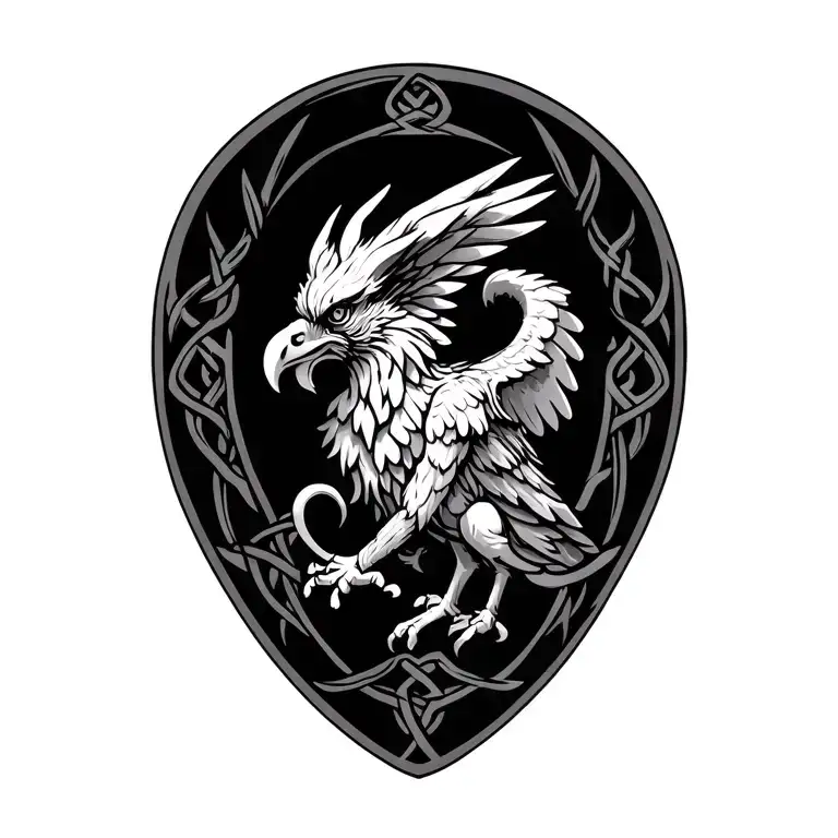 Old celtic griffin protecting tattoo design idea
