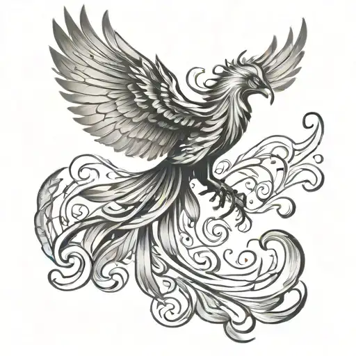 phoenix with outstretched wings tattoo design idea