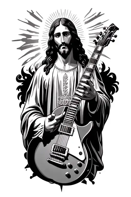Jesus guitars tattoo design idea