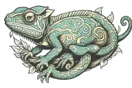Chameleon sitting tattoo design idea