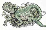 Chameleon sitting tattoo design idea