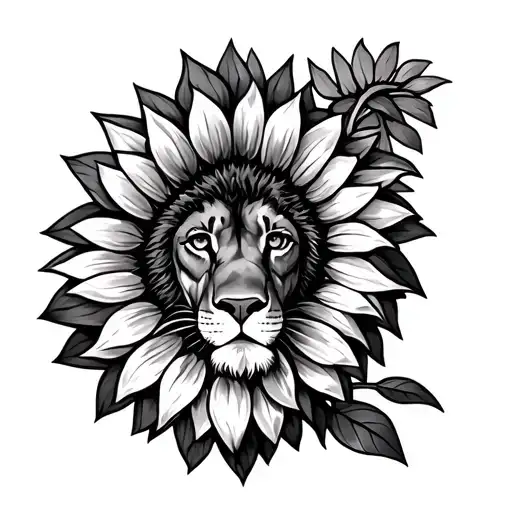 I have sunflower and half Lion tattoo design idea