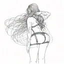 bend over,slim thick goth girl,emo, nude,sexy,lingerie,introverted,,long black hair, naked,fishnet,skirt,big butt,nails tattoo design idea