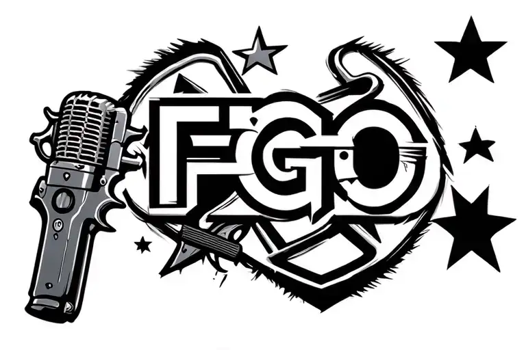 "FGO" "FGO" microphone , star, gun tattoo design idea
