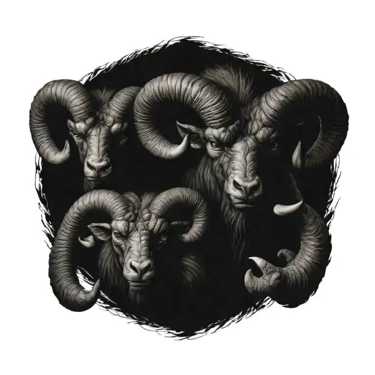 demon aries merging tattoo design idea