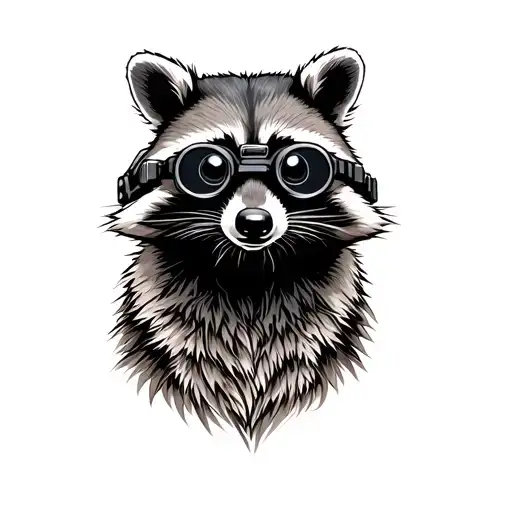 Tactical Raccoon wearing nvgs tattoo design idea