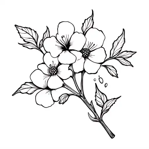 blackberry blossom flower simple oultine tattoo design idea