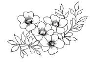 Lines, flowers and paws of a cat, minimalism • Description: a delicate and elegant sketch. • Lines: smooth, fluid lines, forming tattoo design idea