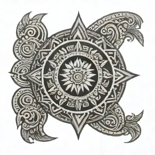 Aztec calendar in center of Filipino sun tattoo design idea