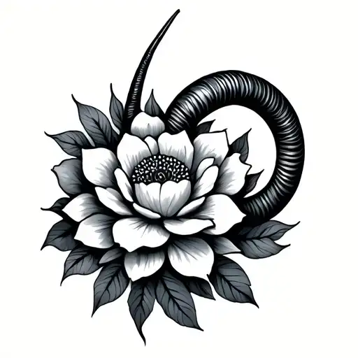 Capricorn Flower tattoo design idea