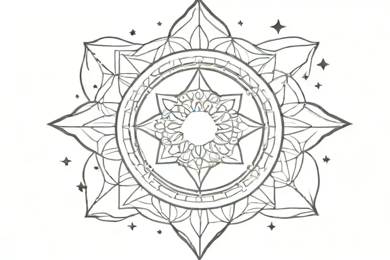 outline, geometric, cresent moon, love, shooting stars, mandala, hanging, lotus, moons, outline,  multiple moons tattoo design idea