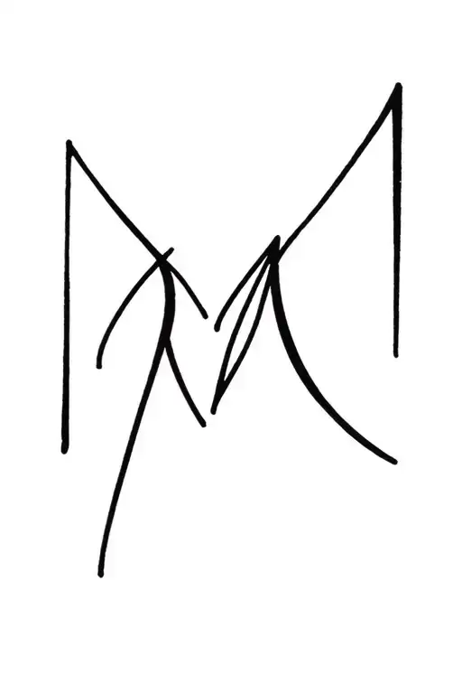 black M M letter tattoo design idea