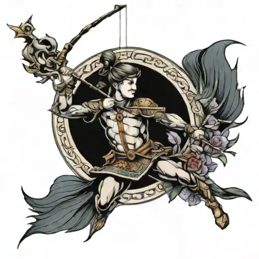 Sagittarius archer shooting tattoo design idea