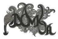 The Malayalam word 'തത്ത്വമാസി' designed in a bold, angular, Gothic-inspired custom font. The letters should have strong tattoo design idea