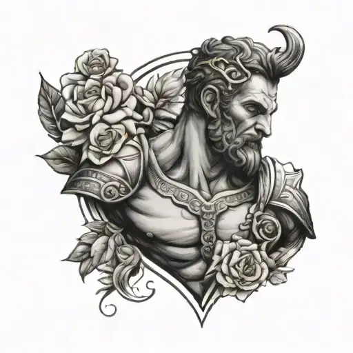 greek god of war Mars with flowe mint details inspired tattoo design idea