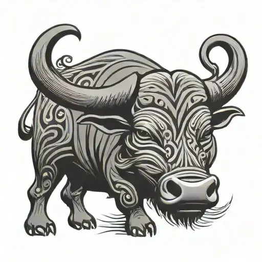 asian water buffalo tribal inspired tattoo tattoo design idea