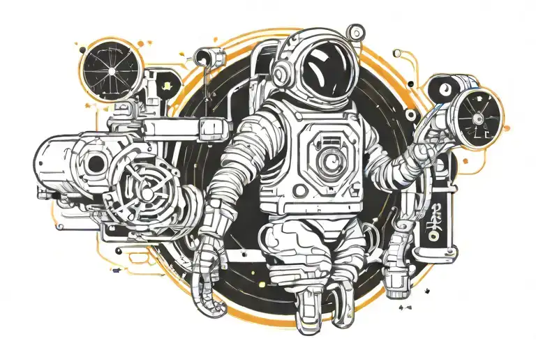 spaceman oxygen tank plant tattoo design idea