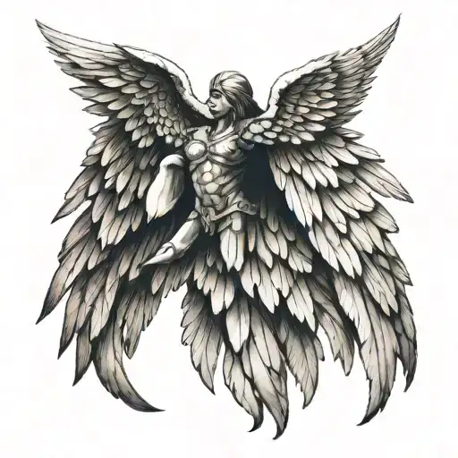 Valkyrie wings folded tattoo design idea
