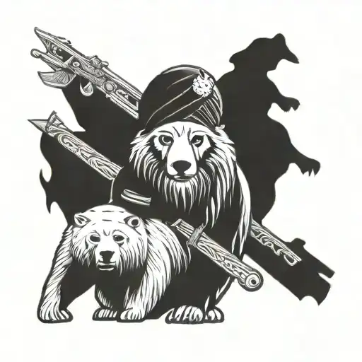 sikh, saint soildier and spirit bear tattoo design idea