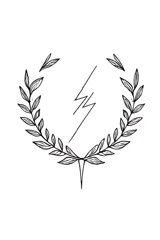 laurel leaf wreath and lightning bolt coming tattoo design idea