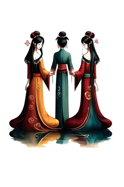 1 sister and 2 brothers pagan symbols intertwined tattoo design idea