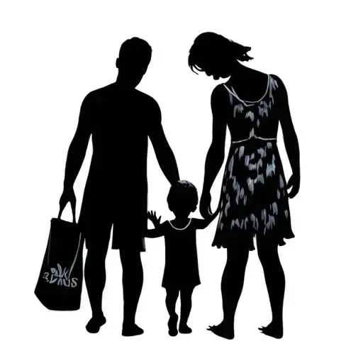 parents and their two male and female children tattoo design idea