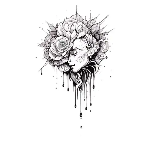 blackout tattoo on upper arm that drips down to lower arm tattoo design idea
