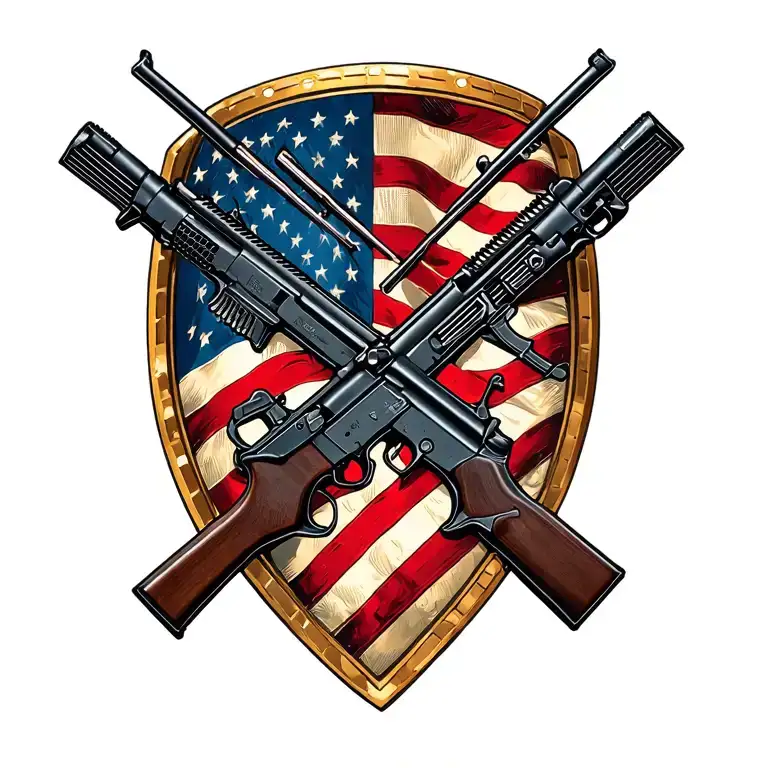 Incorporate the iconic symbol of the US Army infantry crossed rifles in a modern and abstract way tattoo design idea