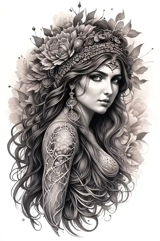 Cancer Goddess tattoo design idea