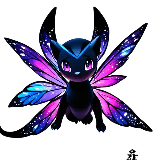 mew pokemon fairy wings spread wide tattoo design idea