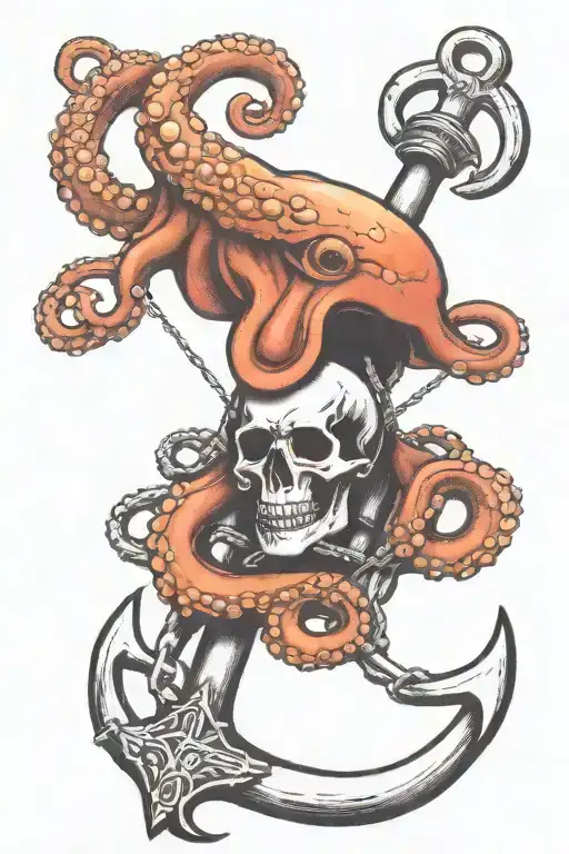 octopus wrapped around a ships anchor tattoo design idea