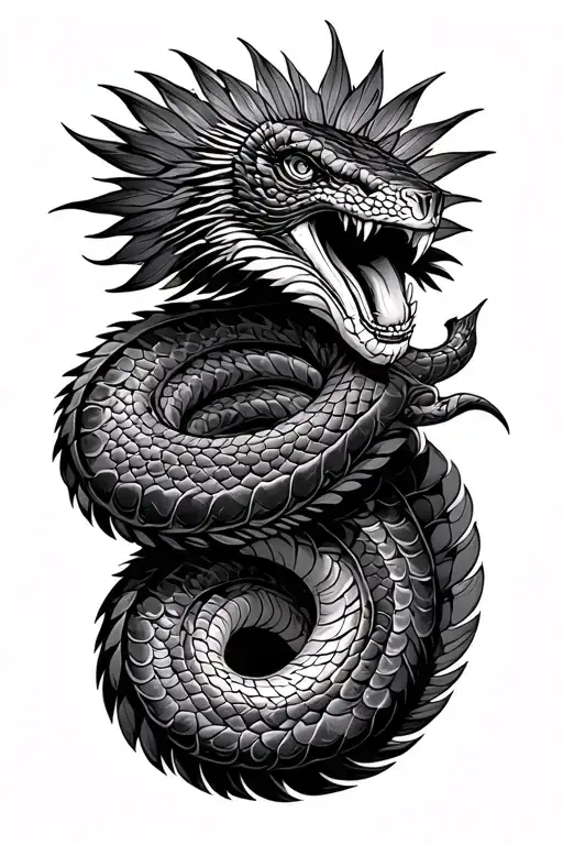 feathered serpant Mayan tattoo design idea