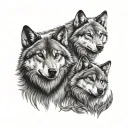 family of wolves 2 adult 3 childrwn tattoo design idea