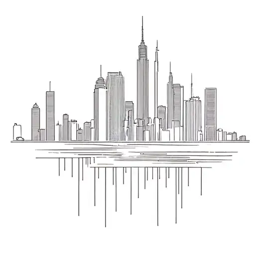 tattoo stencil of a city skyline  tattoo design idea